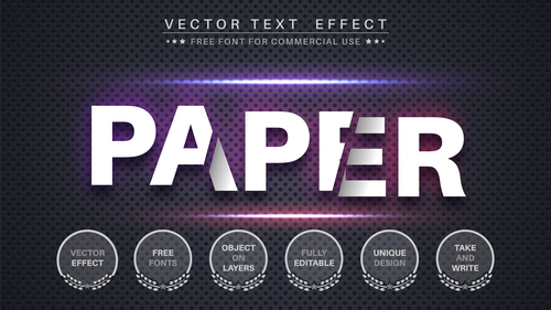 Paper editable font text design vector