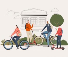 People goes to campus illustration vector