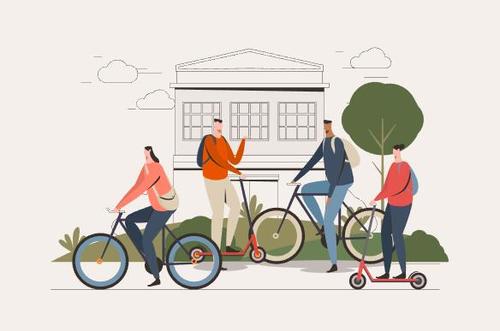 People goes to campus illustration vector