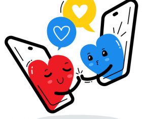 Phone dating cartoon illustration vector