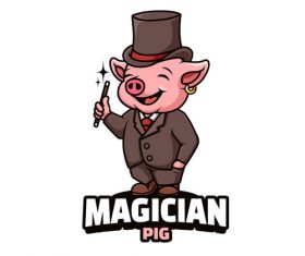 Pig magician cartoon vector