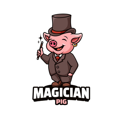 Pig magician cartoon vector