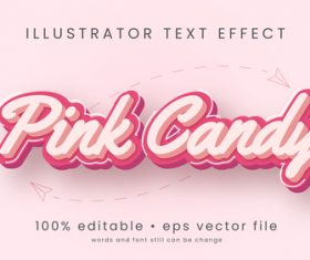 Pink candy illustrator text effect vector