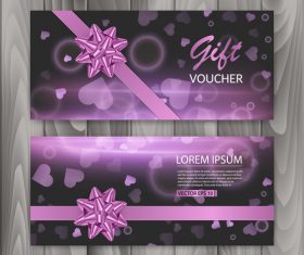 Pink heart shaped background gift voucher vector