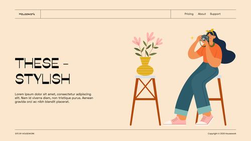Plant lady landing page vector