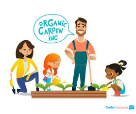 Planting vegetables cartoon illustration vector