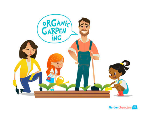 Planting vegetables cartoon illustration vector