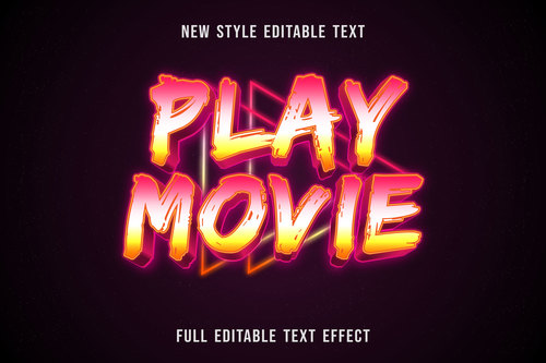 Play movie editable text effect vector