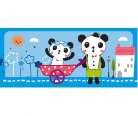 Playing with brother panda vector