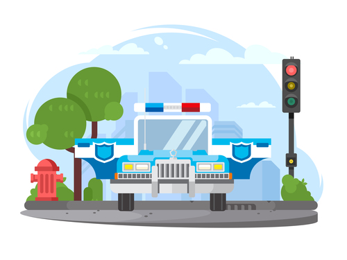Police car cartoon illustration vector