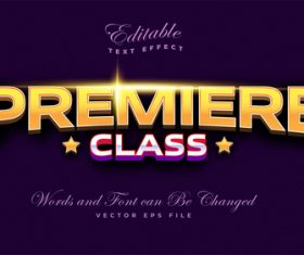 Premiere class editable font and 3d effect vector