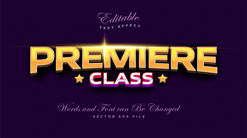 Premiere class editable font and 3d effect vector