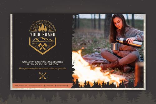 Premium camping accessories brand design vector
