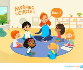 Preschool activities cartoon illustration vector