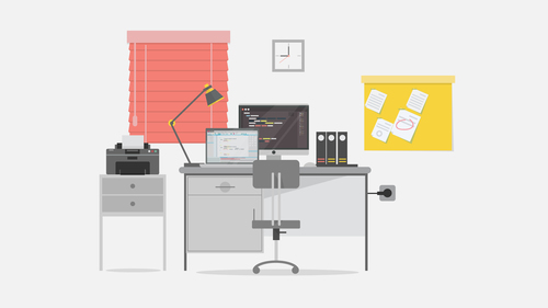Programmer workspace illustration background vector