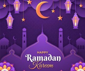 Purple Ramadan Kareem Card Vector