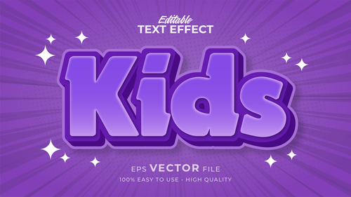 Purple font editable text effect vector
