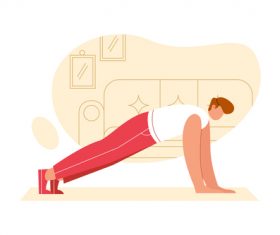 Push-ups cartoon illustration vector