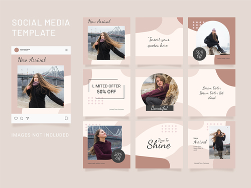 Puzzle instagram post template fashion women vector