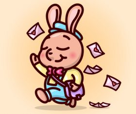 Rabbit postman cartoon illustration vector
