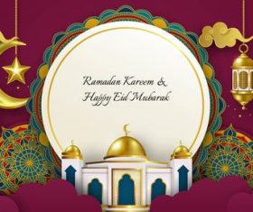 Ramadan Kareem and Eid Mubarak banner design background vector