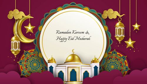 Ramadan Kareem and Eid Mubarak banner design background vector