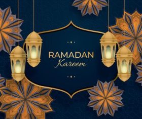 Ramadan Kareem card vector on black background