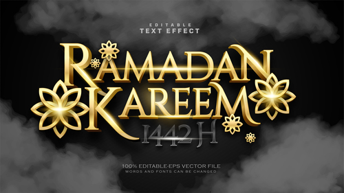 Ramadan kareem editable font and 3d effect vector