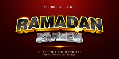 Ramadan kareem text style effect vector