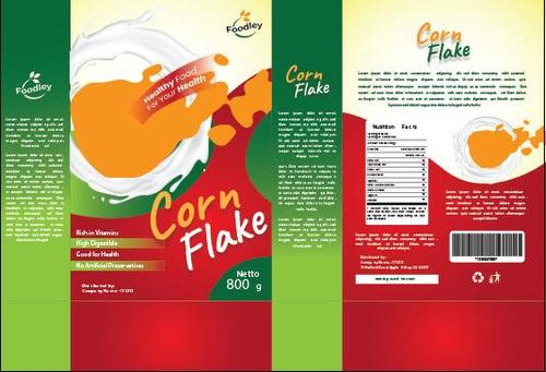 Red and green cornflake packaging vector
