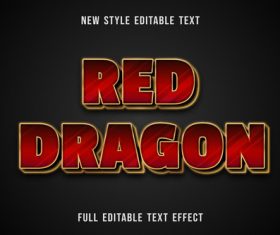 Red dragon editable text effect vector