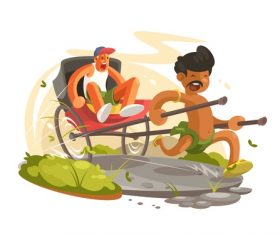 Rickshaw cartoon illustration vector