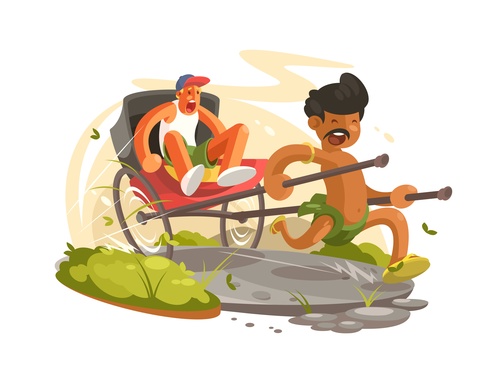 Rickshaw cartoon illustration vector