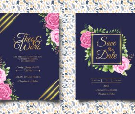 Rose flower glitter wedding invitation card vector