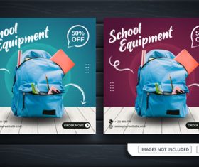 School equipment template vector