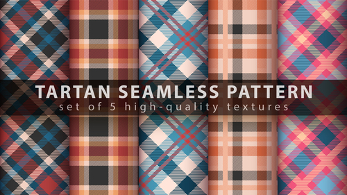 Set of classic tartan seamless pattern vector
