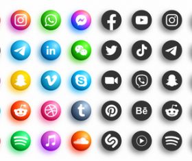 Set of social media icon vector