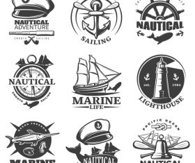 Ship and lighthouse logo vector