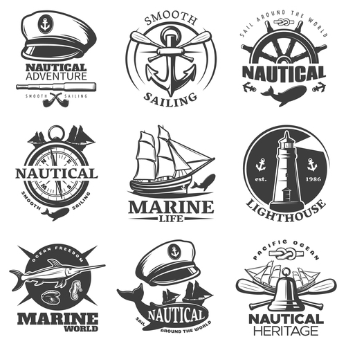 Ship and lighthouse logo vector
