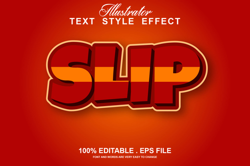 Slip text style effect vector