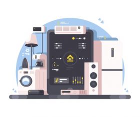 Smart home cartoon illustration vector