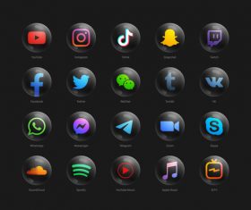 Social media black icon vector
