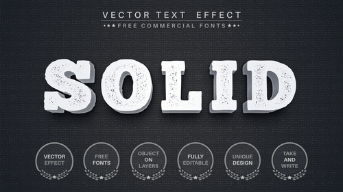 Solid editable font text design vector
