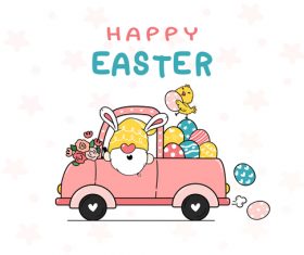 Spring easter gnome eggs cartoon clipart vector