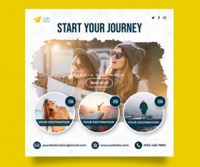 Start your journey travel cover card vector