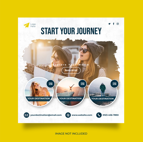 Start your journey travel cover card vector