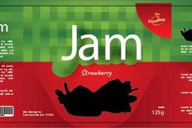 Strawberry jam packaging design vector