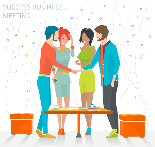 Success business meeting cartoon illustration vector