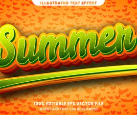 Summer 3d editable text style effect vector