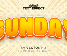 Sunday editable text effect vector